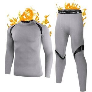 Muezna Mens XXXL Thermal Top and Bottom Set Underwear Base Layer Fleece Lined
